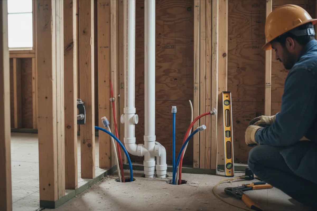 Drain and supply rough-in during Garbage Disposal Repair in Erwinna