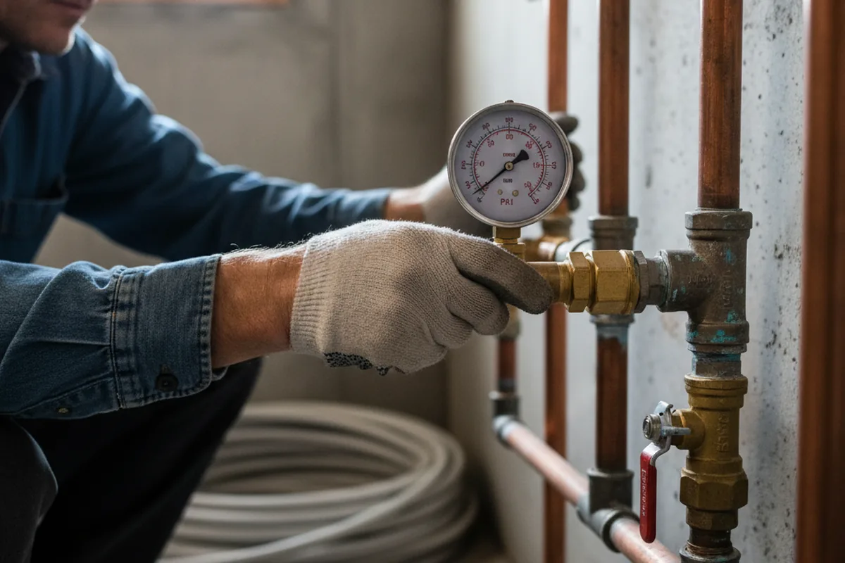 Pressure testing a repaired line during Water Line Repair in Erwinna